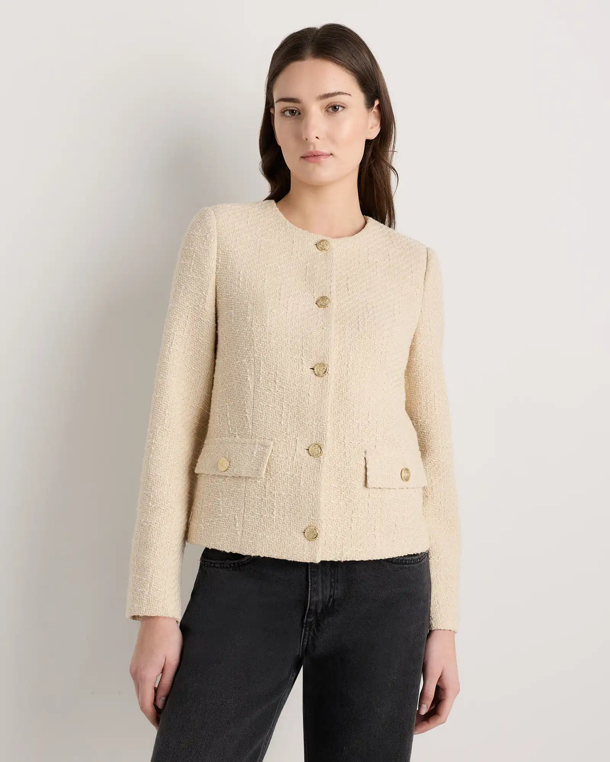 Tweed Collarless Jacket