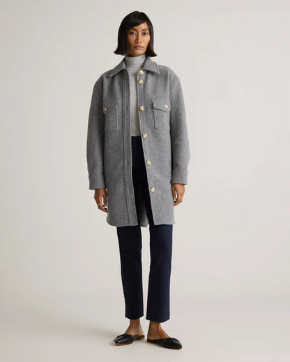 100% Merino Wool Long Shirt Jacket