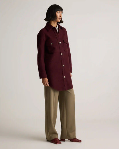 100% Merino Wool Long Shirt Jacket