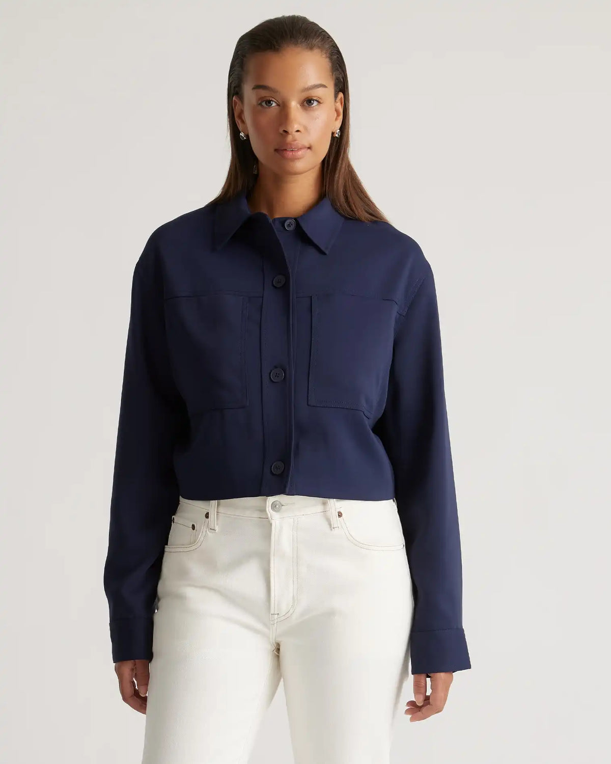 Stretch Crepe Cropped Jacket