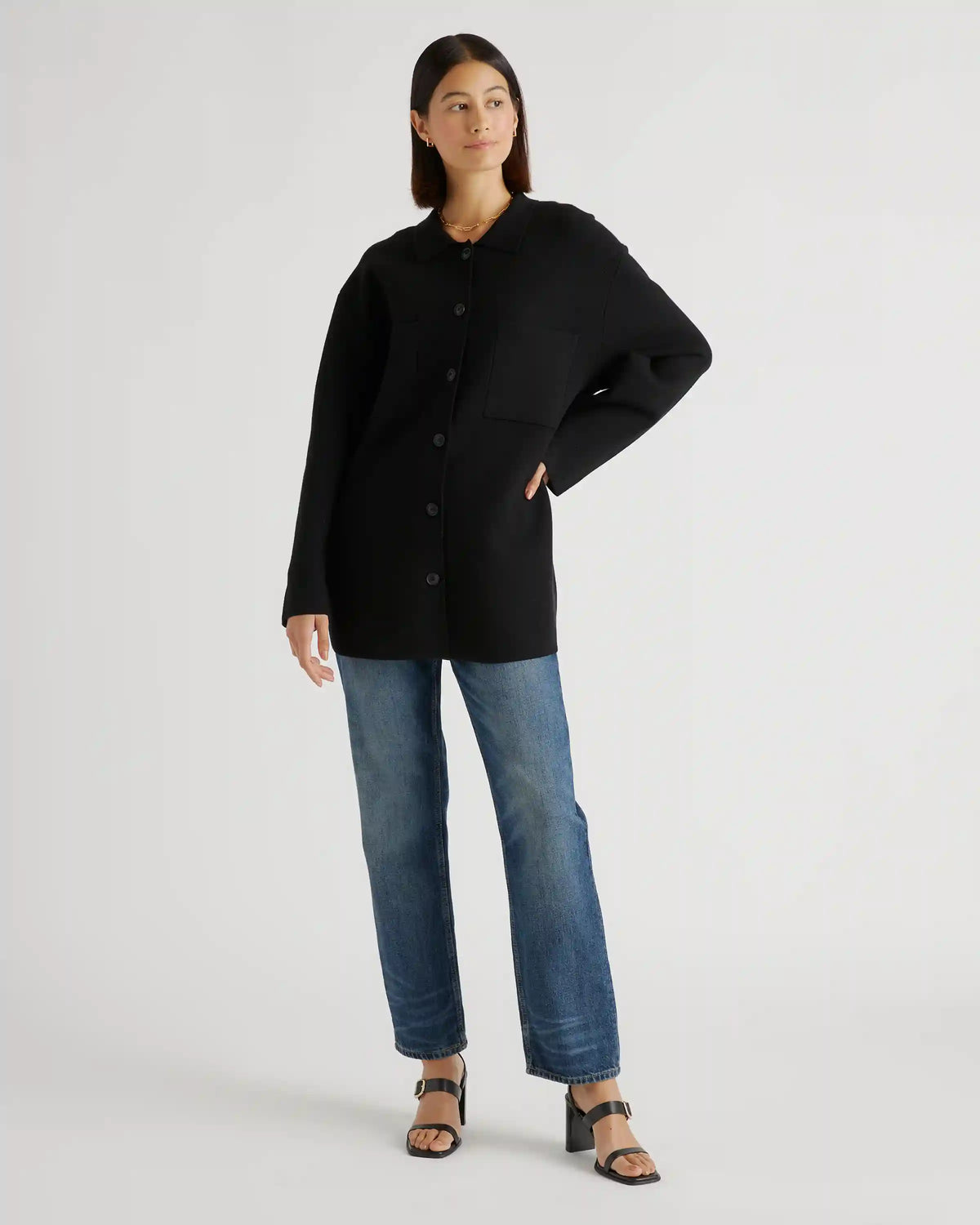 Eco-Knit Milano Stitch Oversized Shirt Jacket