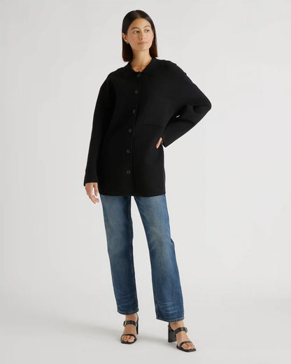 Eco-Knit Milano Stitch Oversized Shirt Jacket