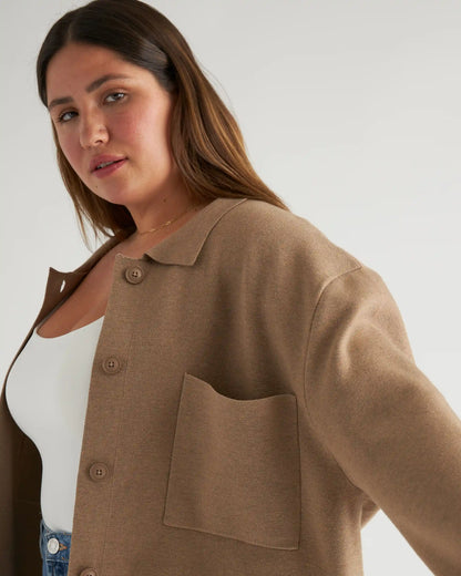 Eco-Knit Milano Stitch Oversized Shirt Jacket