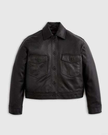 100% Leather Cropped Jacket
