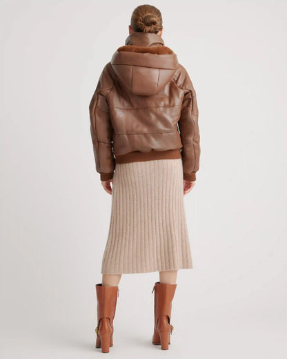 100% Leather Puffer Jacket
