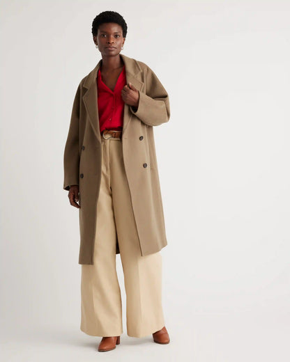 Italian Wool Double-Breasted Slouch Coat