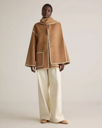 Double-Faced Merino Wool Scarf Coat