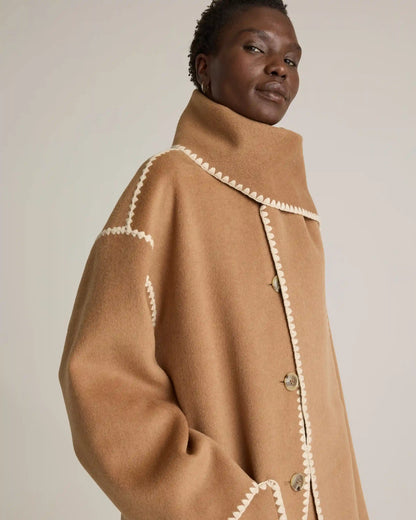 Double-Faced Merino Wool Scarf Coat