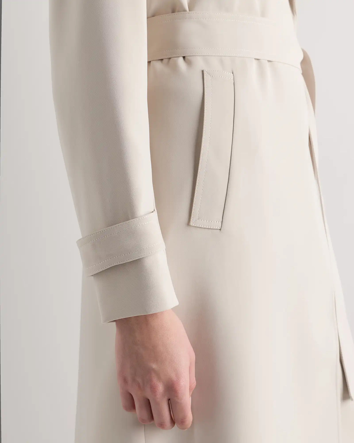 Stretch Crepe Trench Coat