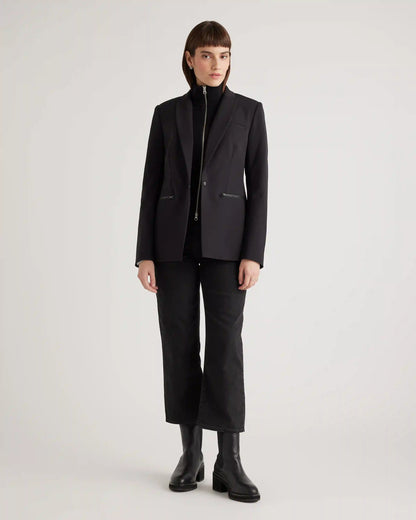 100% Mongolian Cashmere Ribbed Collar Blazer Insert
