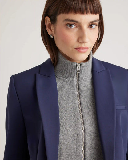 100% Mongolian Cashmere Ribbed Collar Blazer Insert