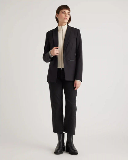 100% Mongolian Cashmere Ribbed Collar Blazer Insert