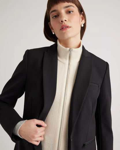 100% Mongolian Cashmere Ribbed Collar Blazer Insert