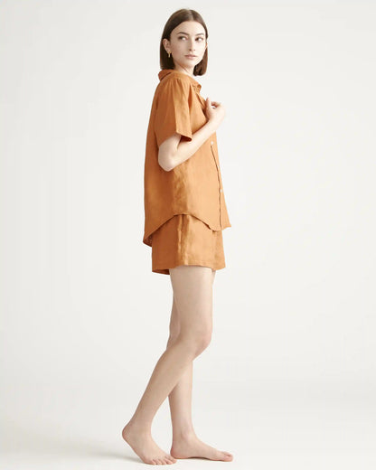 100% European Linen Shorts Pajama Set