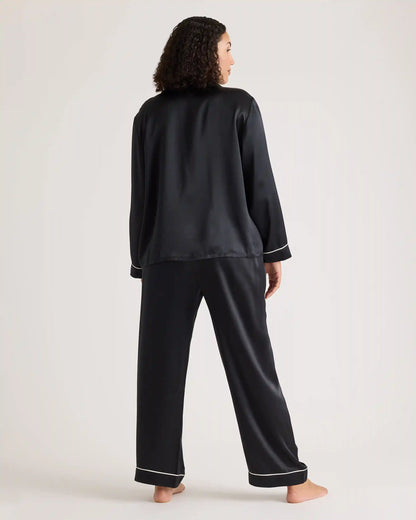 100% Washable Silk Satin Pajama Long Sleeve Top
