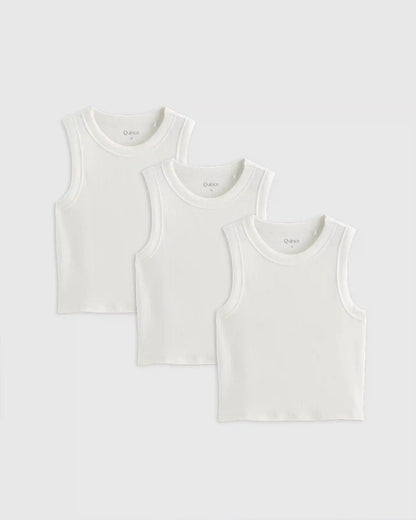 Organic Cotton Micro-Rib Cropped Cutaway Tank (3-Pack)