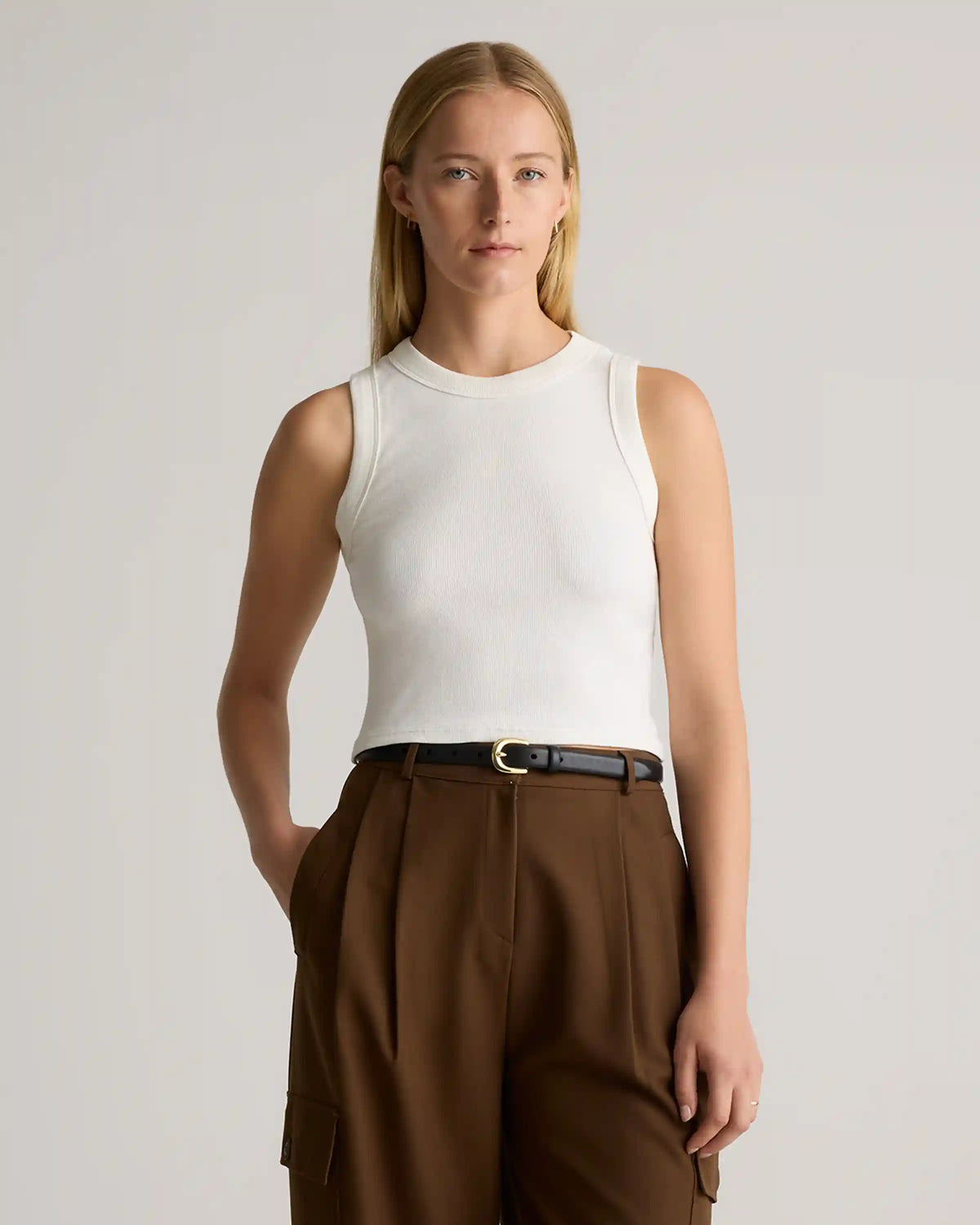 Organic Cotton Micro-Rib Cropped Cutaway Tank