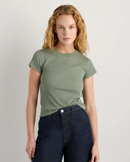 Organic Cotton Micro-Rib Crewneck Tee