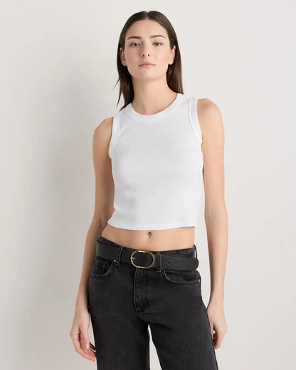 Organic Cotton Micro-Rib Cropped Cutaway Tank