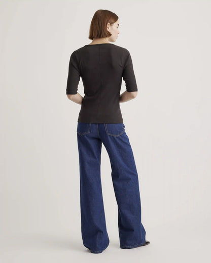 Organic Cotton Micro-Rib Elbow Sleeve Tee