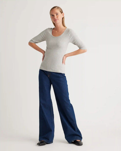 Organic Cotton Micro-Rib Elbow Sleeve Tee