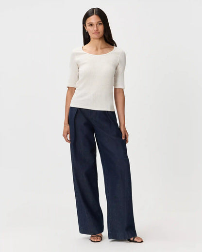 Organic Cotton Micro-Rib Elbow Sleeve Tee