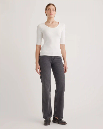 Organic Cotton Micro-Rib Elbow Sleeve Tee