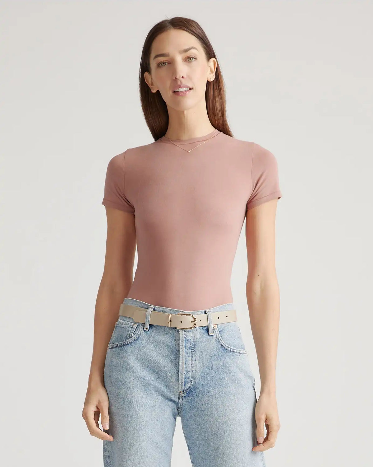 Stretch Cotton Jersey Short Sleeve Bodysuit
