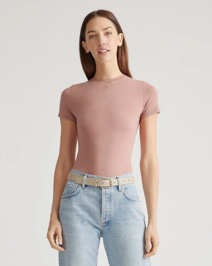 Stretch Cotton Jersey Short Sleeve Bodysuit