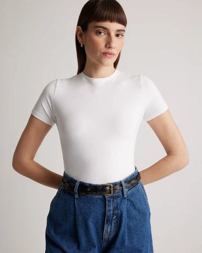 Stretch Cotton Jersey Short Sleeve Bodysuit
