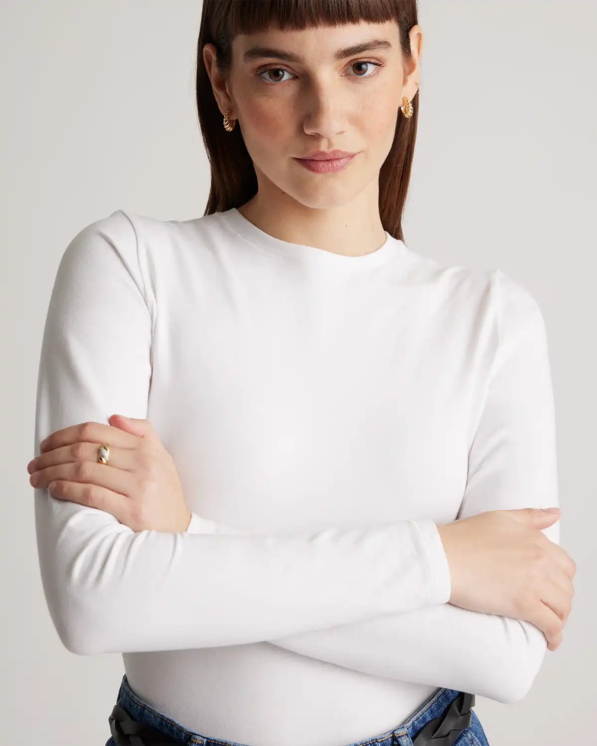 Stretch Cotton Jersey Long Sleeve Bodysuit