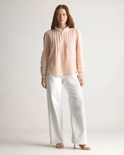 Organic Textured Cotton Peasant Blouse
