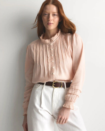 Organic Textured Cotton Peasant Blouse