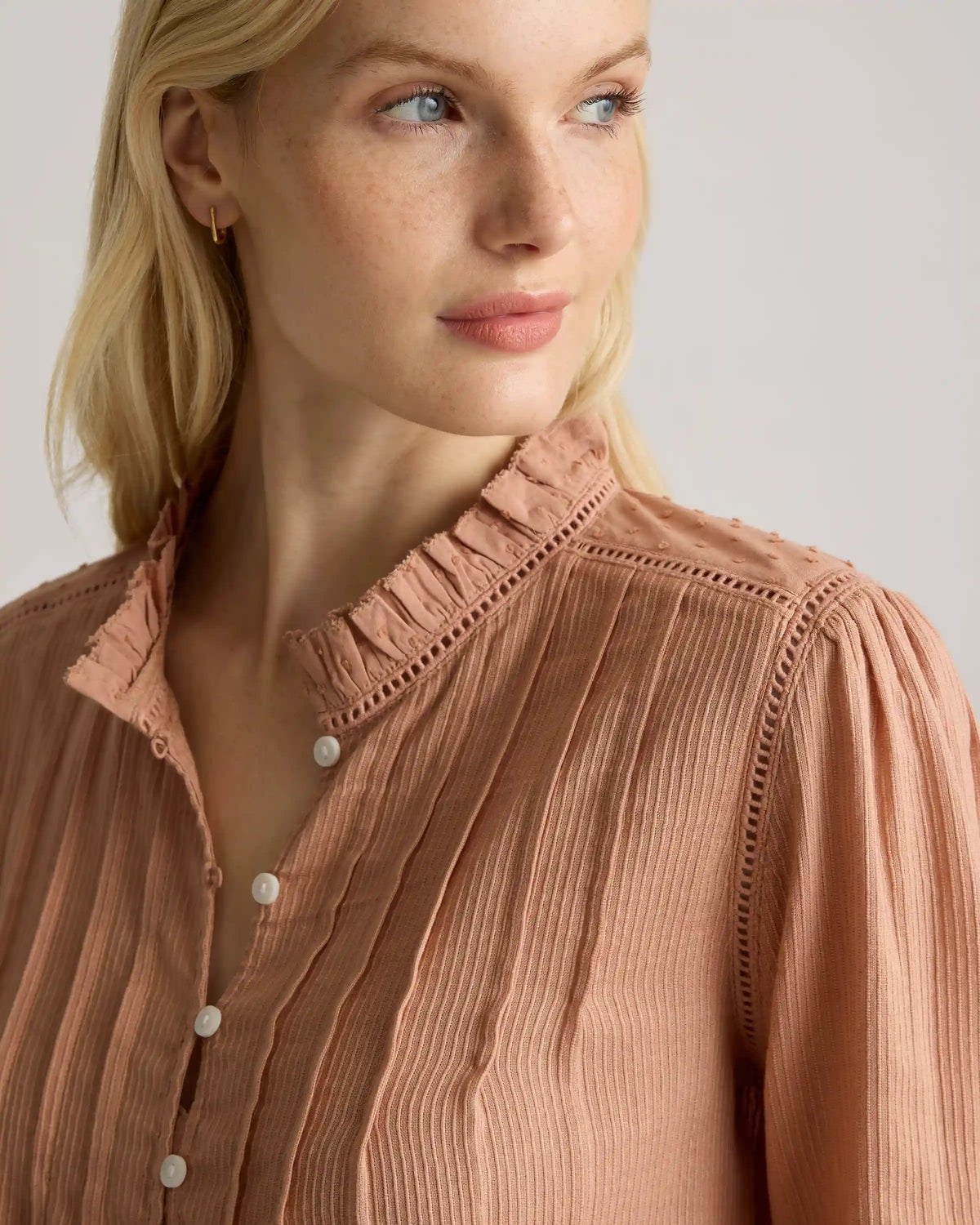 Organic Textured Cotton Peasant Blouse