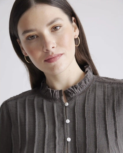 Organic Textured Cotton Peasant Blouse