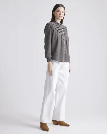 Organic Textured Cotton Peasant Blouse