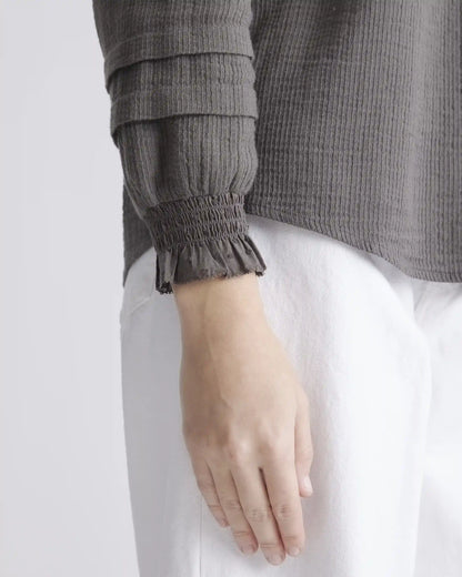 Organic Textured Cotton Peasant Blouse