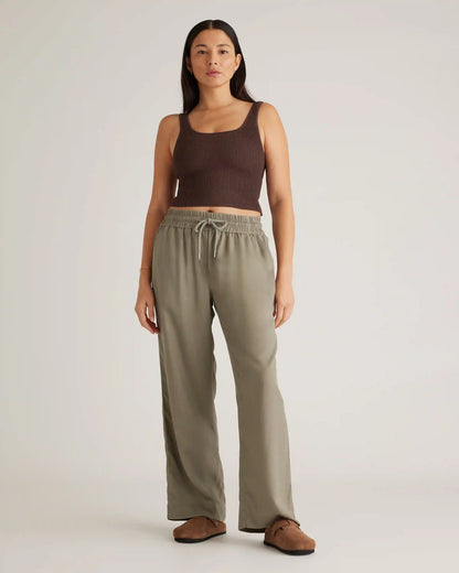 Cropped Square Neck Ribbed Knit Tank