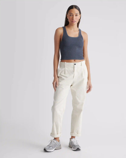 Cropped Square Neck Ribbed Knit Tank