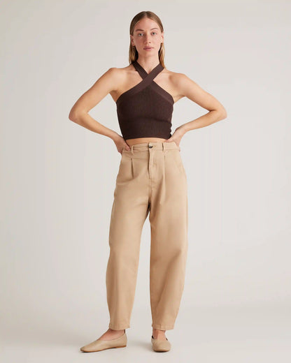 Cropped Halter Ribbed Knit Tank