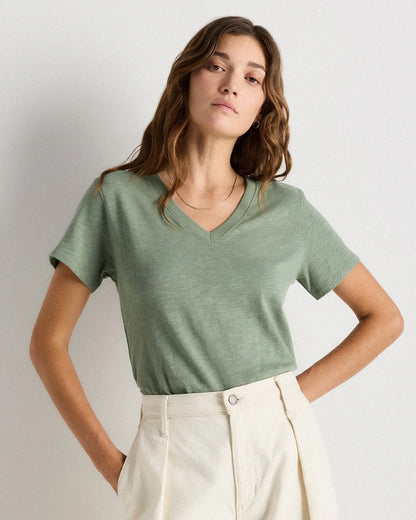 100% Organic Cotton Slub V-Neck Tee