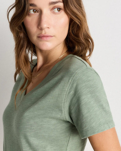 100% Organic Cotton Slub V-Neck Tee