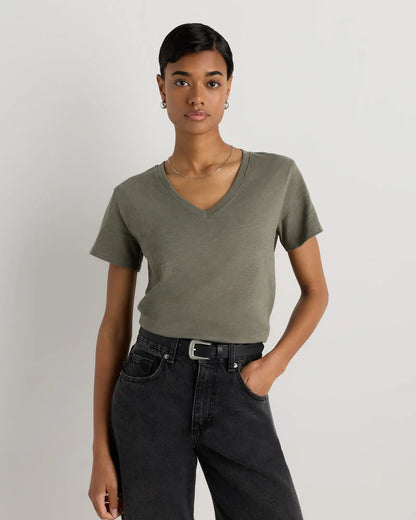 100% Organic Cotton Slub V-Neck Tee