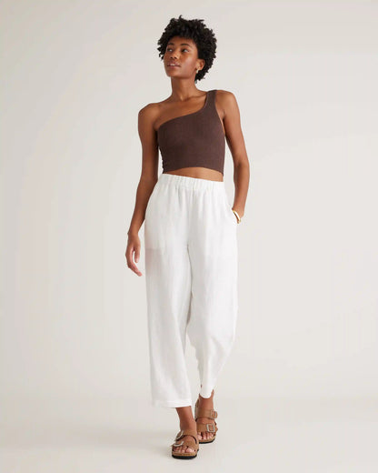 Cropped One Shoulder Ribbed Knit Tank