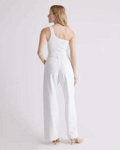 Cropped One Shoulder Ribbed Knit Tank