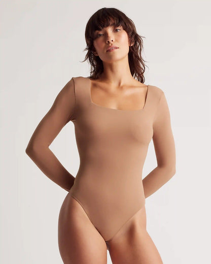 Second Skin Square Neck Long Sleeve Bodysuit