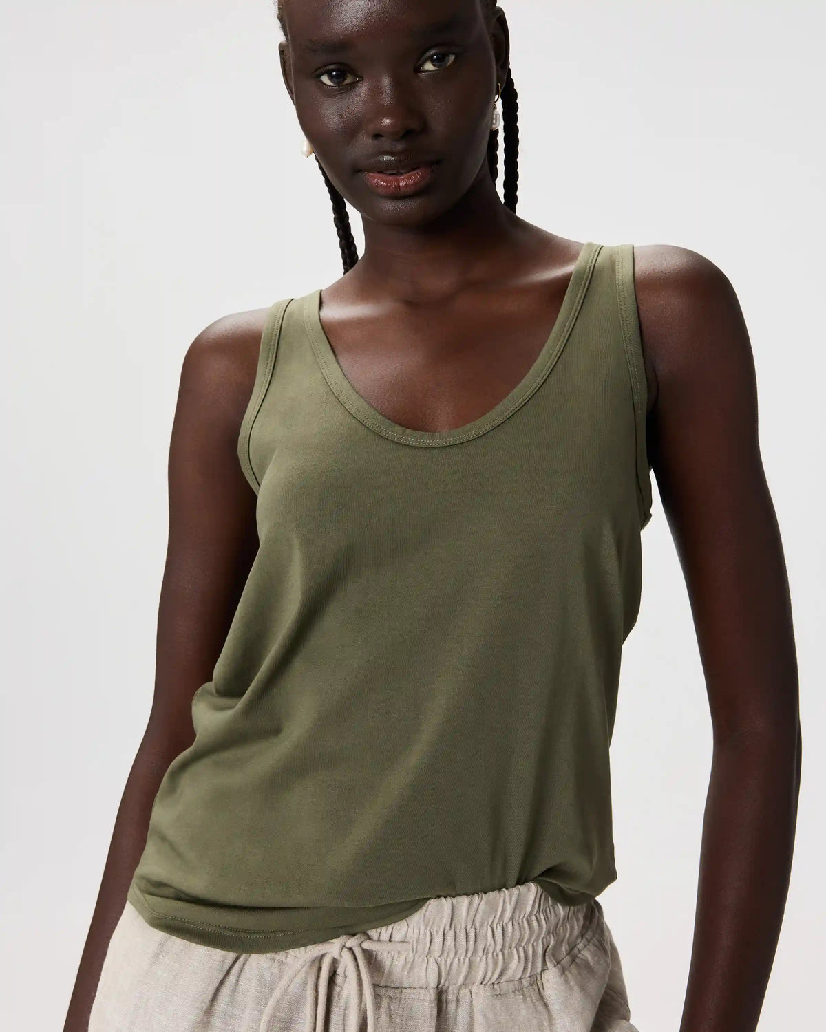 Cotton Modal Double Scoop Neck Tank