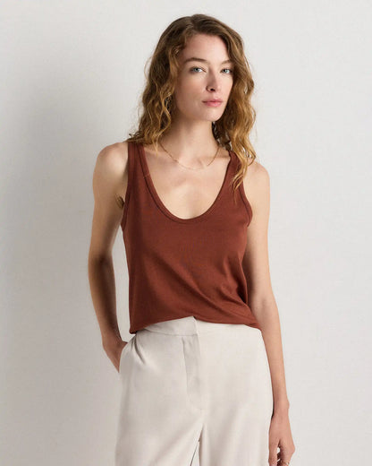 Cotton Modal Double Scoop Neck Tank