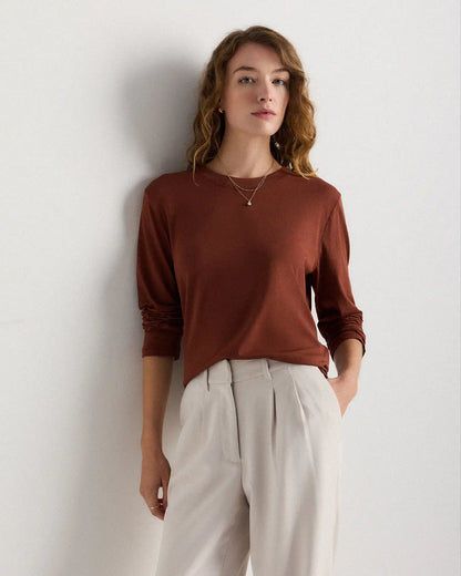 Cotton Modal Relaxed Long Sleeve Tee