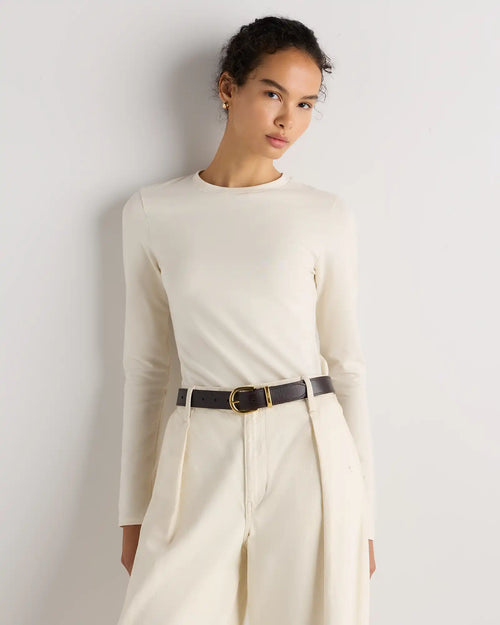 Stretch Cotton Jersey Fitted Long Sleeve T-Shirt